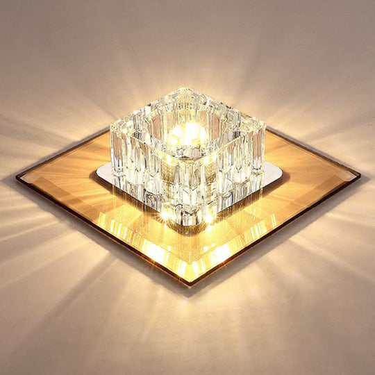Contemporary Crystal Flush Mount Ceiling Light for Hallways - LED Lighting Fixture