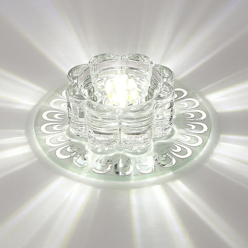 Luminaire encastré à LED en cristal minimaliste pour couloir – Éclairage encastré à fleurs transparentes