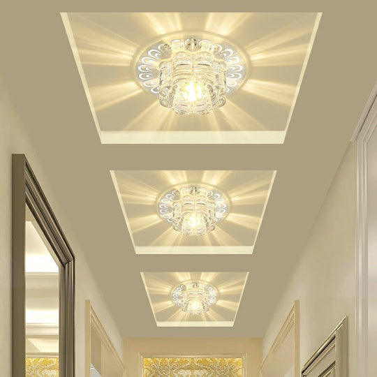 Luminaire encastré à LED en cristal minimaliste pour couloir – Éclairage encastré à fleurs transparentes