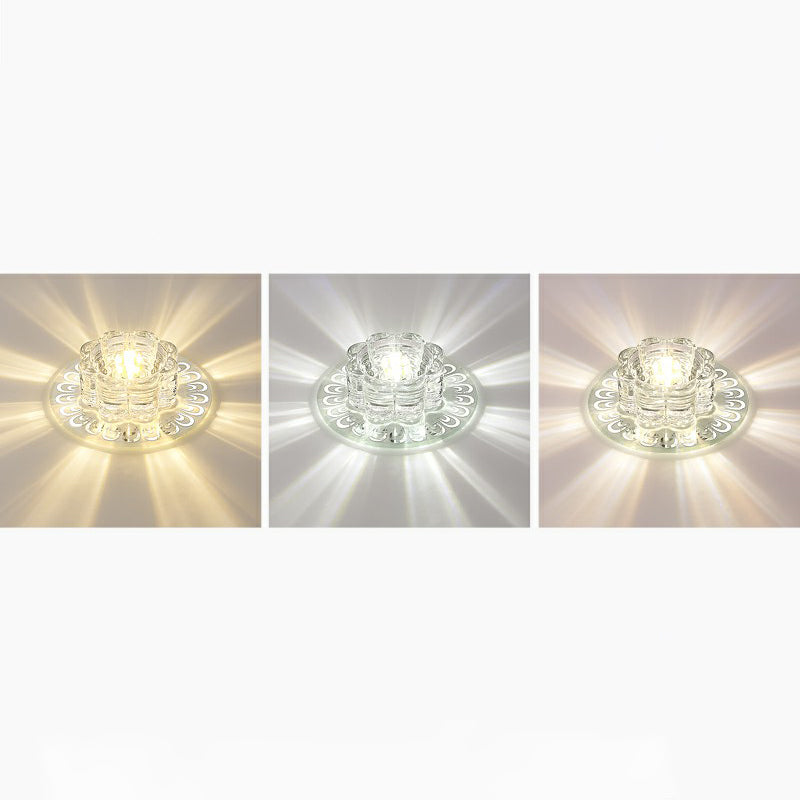 Luminaire encastré à LED en cristal minimaliste pour couloir – Éclairage encastré à fleurs transparentes