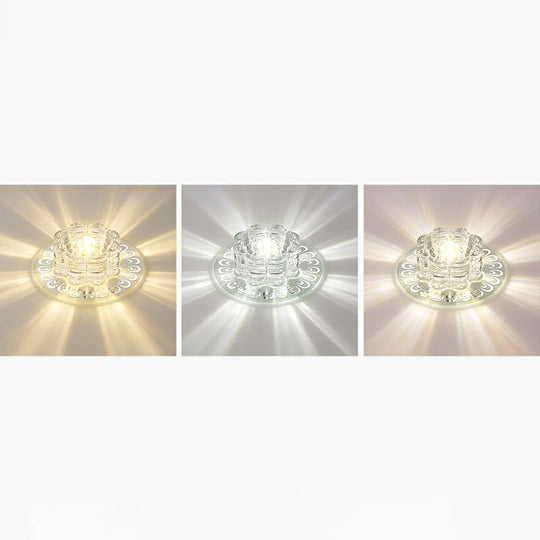 Luminaire encastré à LED en cristal minimaliste pour couloir – Éclairage encastré à fleurs transparentes