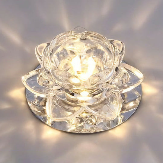 Modern Crystal Clear LED Flushmount Ceiling Light for Living Room