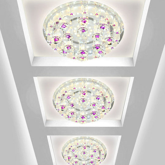 Modern Crystal Flush Mount Ceiling Light - Clear Hallway Led Fixture