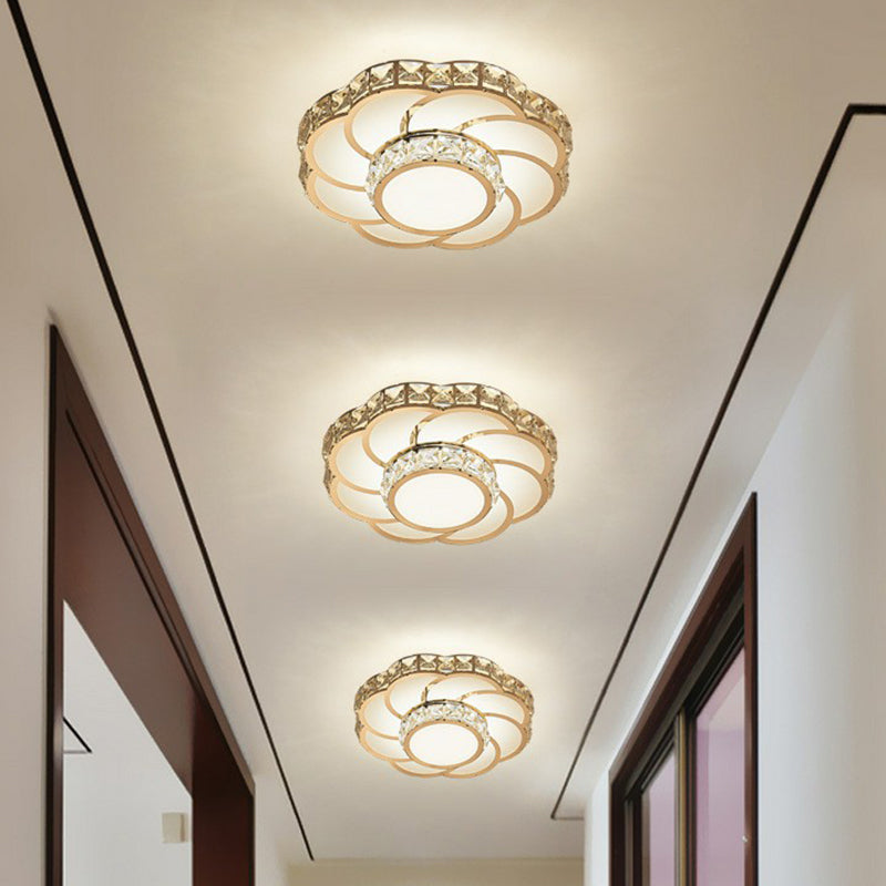 Crystal Simplicity Flush Mount Ceiling Light With Led Clear / 10 Warm
