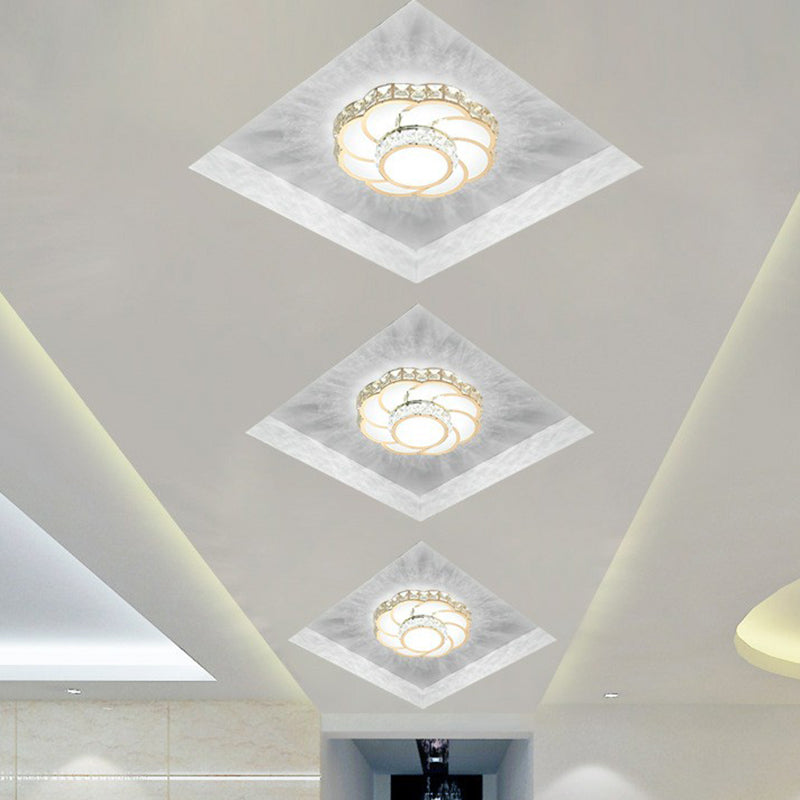 Crystal Simplicity Flush Mount Ceiling Light With Led Clear / 10 White