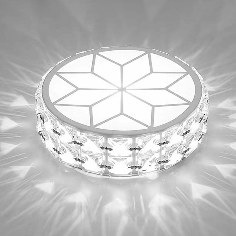 Modern Round LED Crystal Flush Ceiling Light Fixture for Corridors