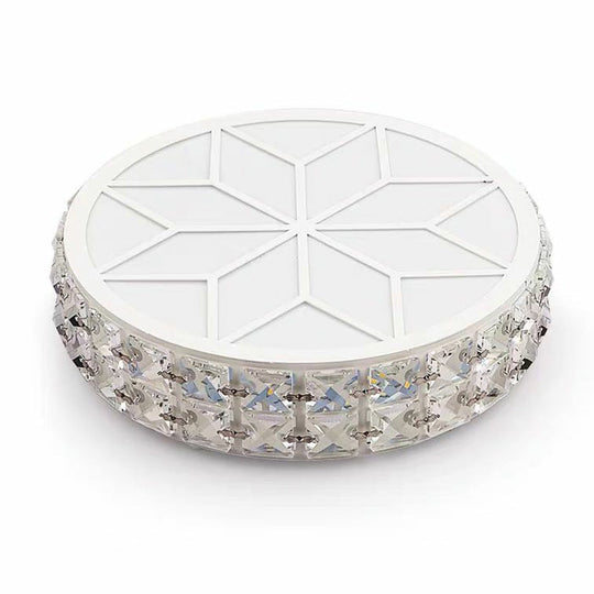Modern Round Led Crystal Flush Ceiling Light Fixture For Corridors