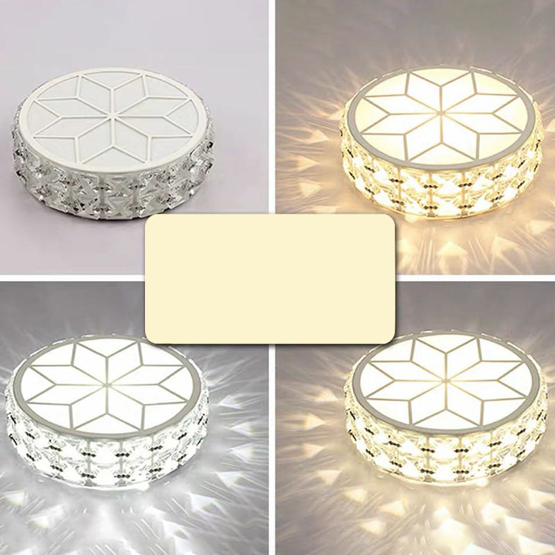 Modern Round LED Crystal Flush Ceiling Light Fixture for Corridors