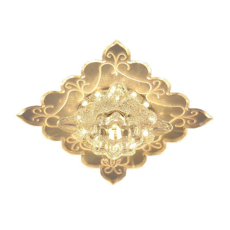 Contemporary Square LED Flush Mount Ceiling Light with Crystal Clear Design for Entryways