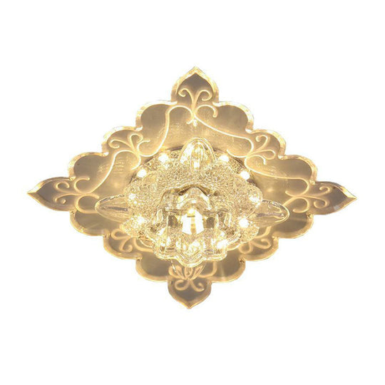 Contemporary Square LED Flush Mount Ceiling Light with Crystal Clear Design for Entryways