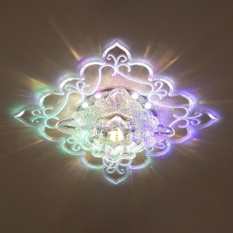 Contemporary Square Led Flush Mount Ceiling Light With Crystal Clear Design For Entryways