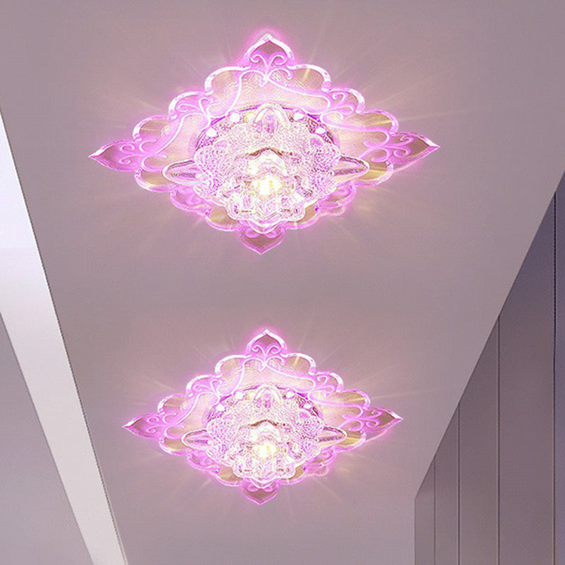 Contemporary Square LED Flush Mount Ceiling Light with Crystal Clear Design for Entryways