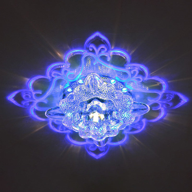 Contemporary Square LED Flush Mount Ceiling Light with Crystal Clear Design for Entryways