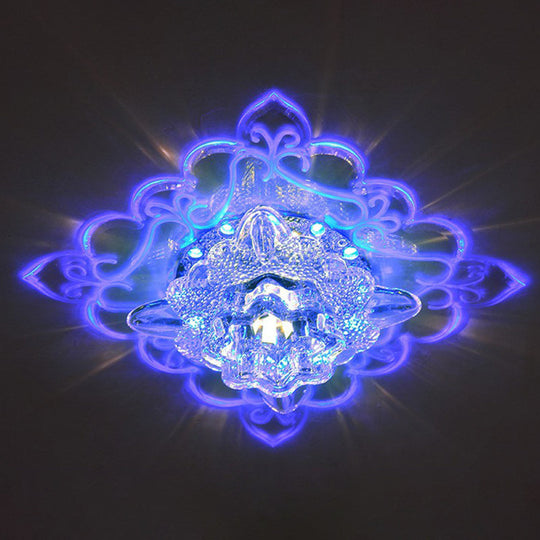 Contemporary Square LED Flush Mount Ceiling Light with Crystal Clear Design for Entryways