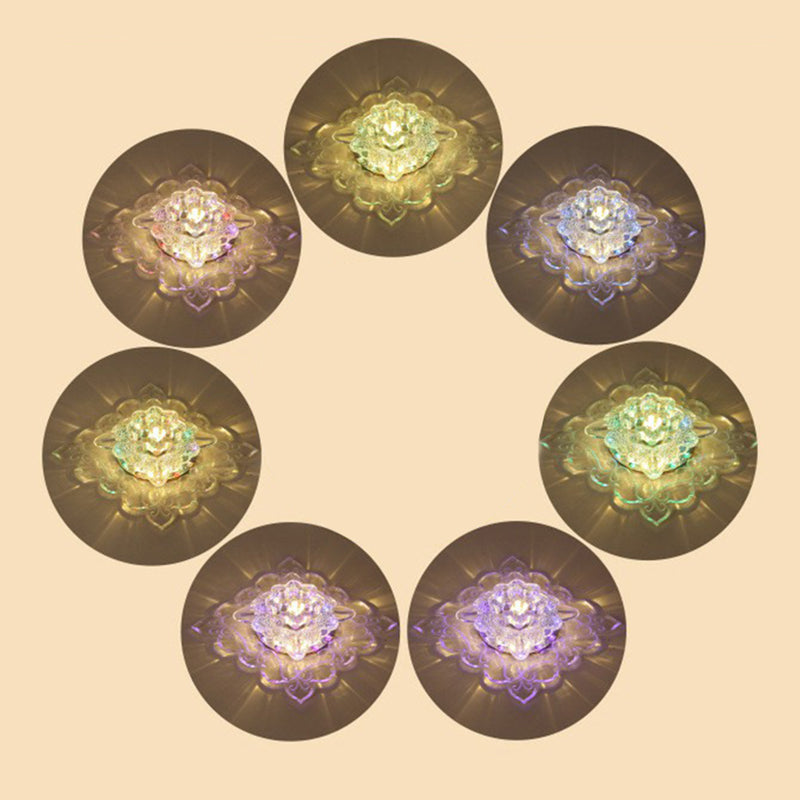 Contemporary Square LED Flush Mount Ceiling Light with Crystal Clear Design for Entryways