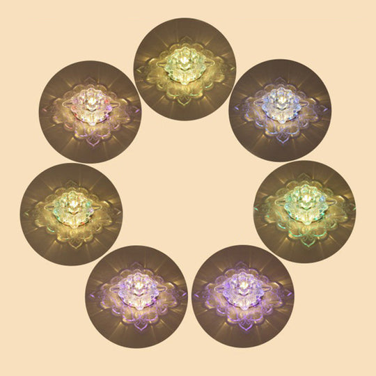 Contemporary Square LED Flush Mount Ceiling Light with Crystal Clear Design for Entryways