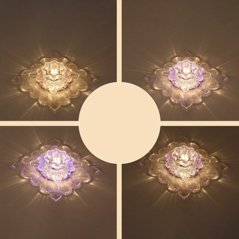 Contemporary Square LED Flush Mount Ceiling Light with Crystal Clear Design for Entryways