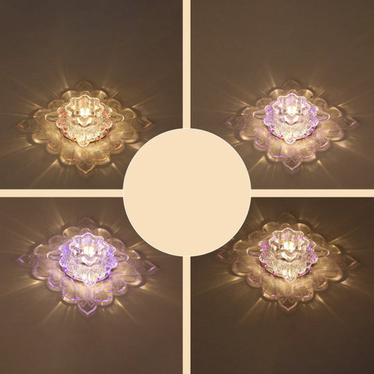Contemporary Square LED Flush Mount Ceiling Light with Crystal Clear Design for Entryways