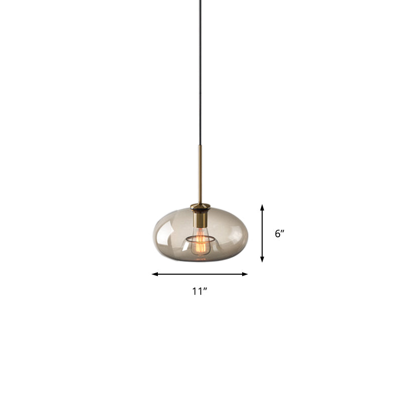 Lampe à suspension contemporaine en laiton avec abat-jour en verre transparent - Lampe suspendue pour salle à manger, 7"/10"/11" de large