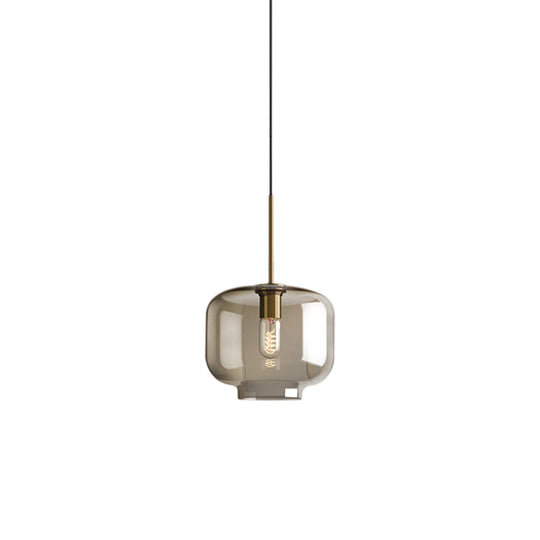 Lampe à suspension contemporaine en laiton avec abat-jour en verre transparent - Lampe suspendue pour salle à manger, 7"/10"/11" de large