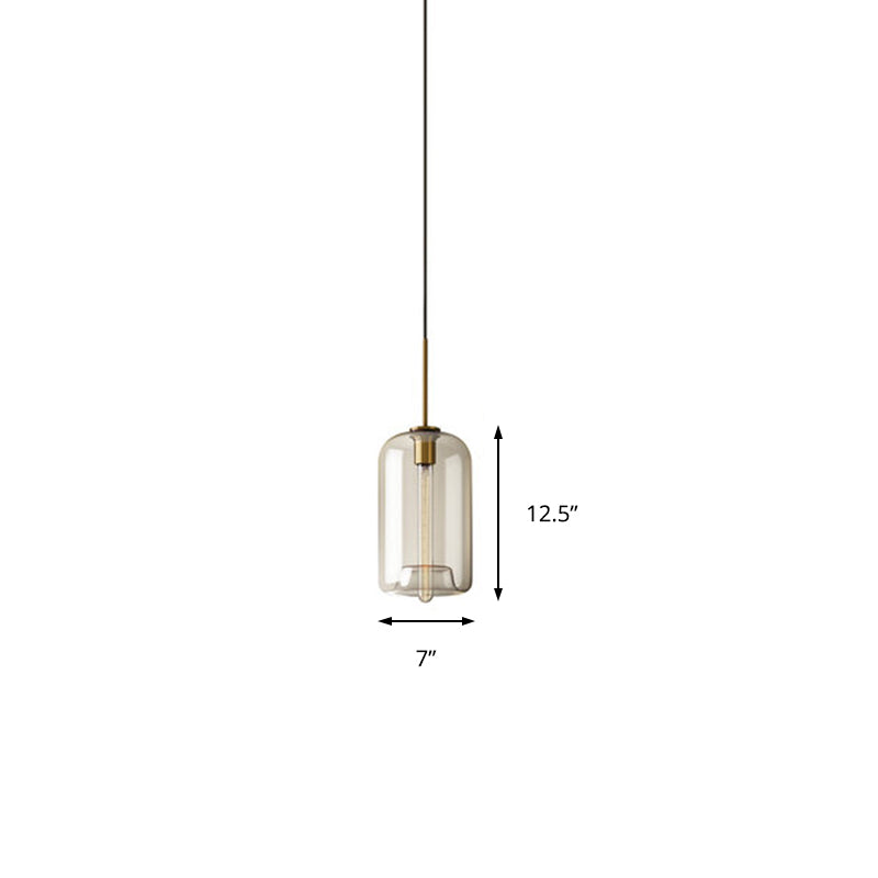 Lampe à suspension contemporaine en laiton avec abat-jour en verre transparent - Lampe suspendue pour salle à manger, 7"/10"/11" de large