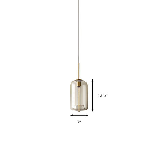 Lampe à suspension contemporaine en laiton avec abat-jour en verre transparent - Lampe suspendue pour salle à manger, 7"/10"/11" de large