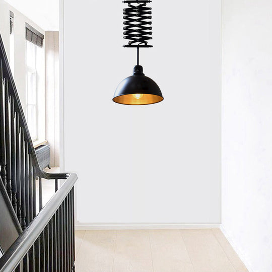 Plafonnier en métal à 1 ampoule de style industriel - Suspension extensible pour balcon - Noir/blanc