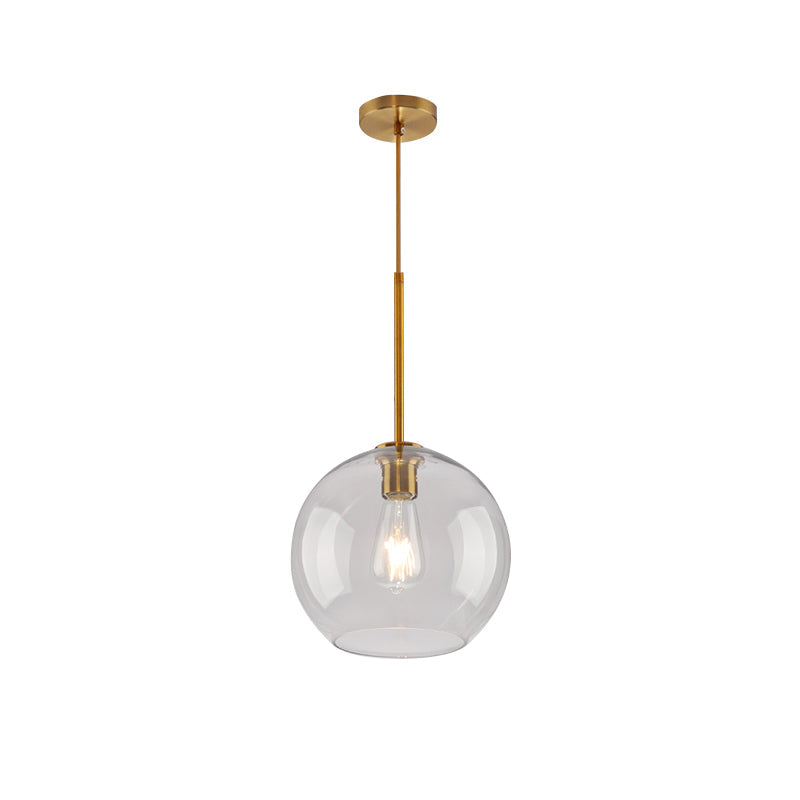 Modern Global Pendant Light with Clear/Amber Glass and Gold Finish, Available in 3 Sizes