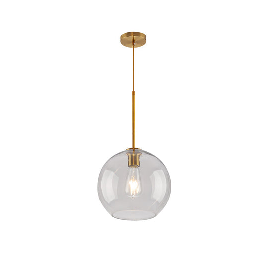 Modern Global Pendant Light with Clear/Amber Glass and Gold Finish, Available in 3 Sizes