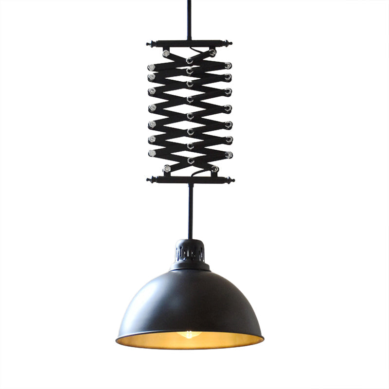 Plafonnier en métal à 1 ampoule de style industriel - Suspension extensible pour balcon - Noir/blanc