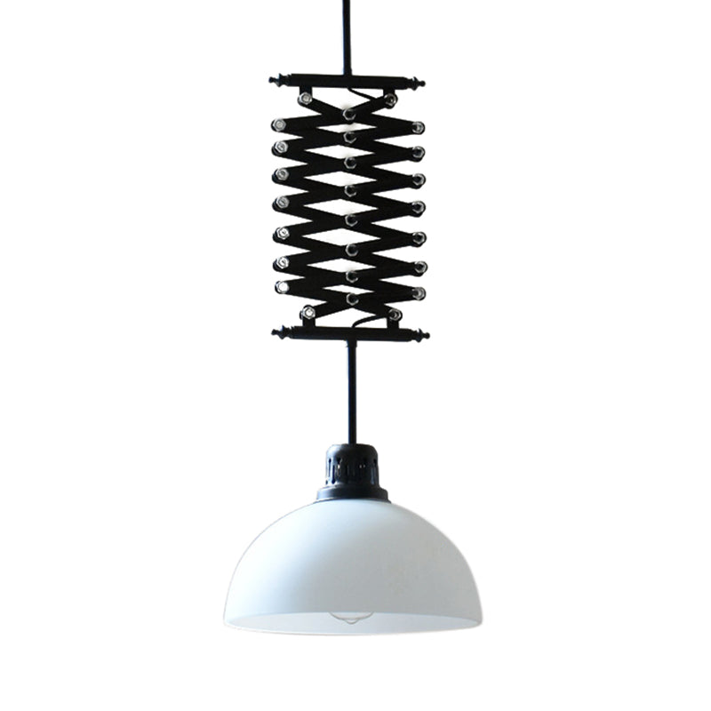 Plafonnier en métal à 1 ampoule de style industriel - Suspension extensible pour balcon - Noir/blanc