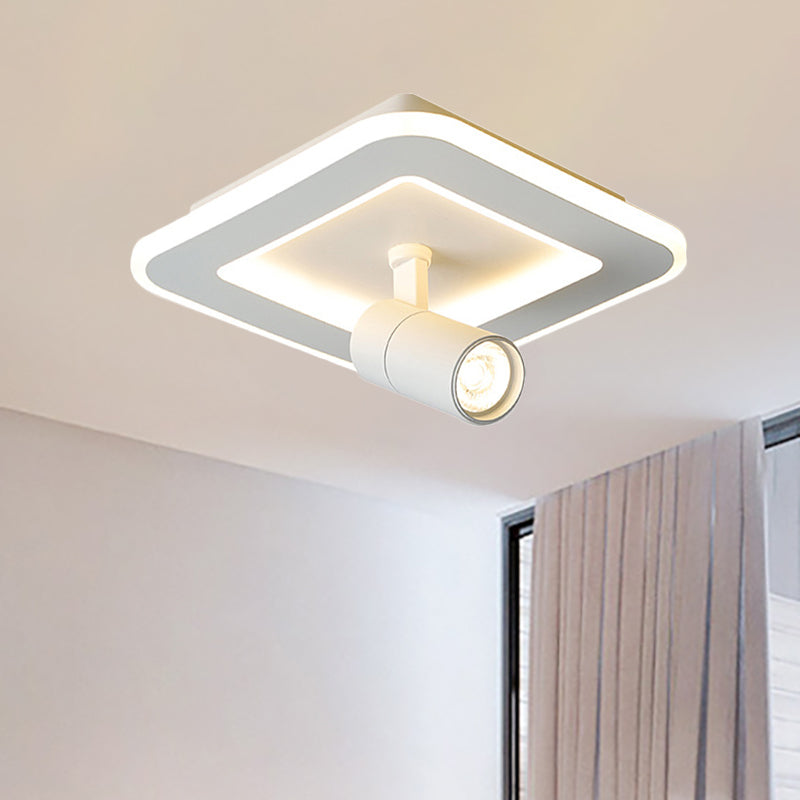 Modern Square/Round Flush Mount Led Acrylic Lamp In White/Black (White/Warm Light) White / Warm