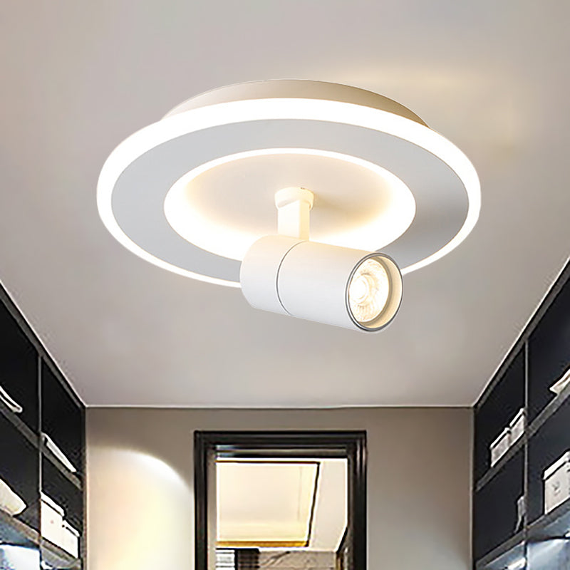 Modern Square/Round Flush Mount LED Acrylic Lamp in White/Black (White/Warm Light)