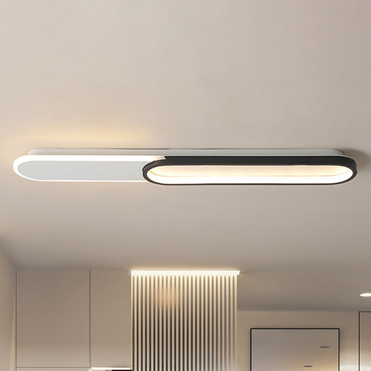 Modernist Black LED Flush Mount with Rectangular Acrylic Cover in White/Warm Light, Available in 3 Sizes
