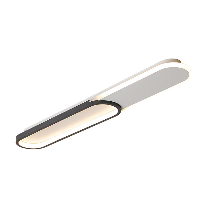 Modernist Black LED Flush Mount with Rectangular Acrylic Cover in White/Warm Light, Available in 3 Sizes