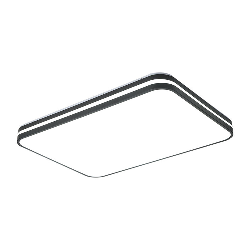 Modern LED Flush Mount Lamp – Black Square/Rectangle Acrylic Fixture in White Light, 16"/19.5"/25.5" Wide