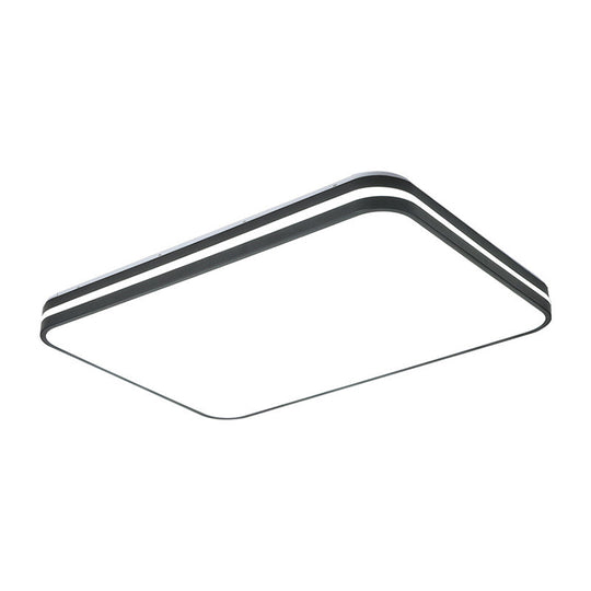 Modern LED Flush Mount Lamp – Black Square/Rectangle Acrylic Fixture in White Light, 16"/19.5"/25.5" Wide