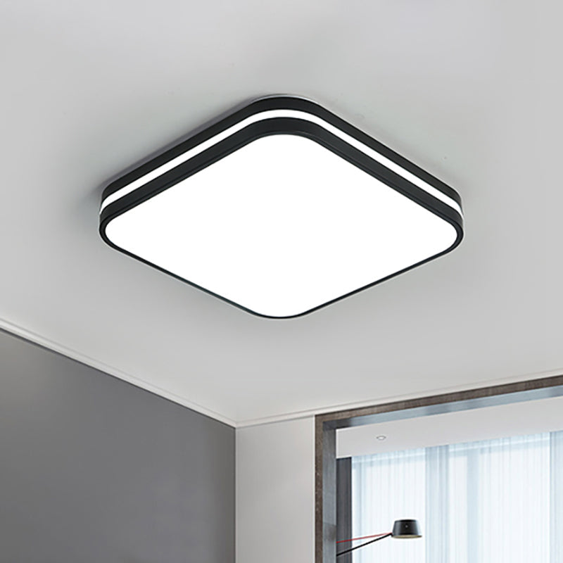 Modern LED Flush Mount Lamp – Black Square/Rectangle Acrylic Fixture in White Light, 16"/19.5"/25.5" Wide