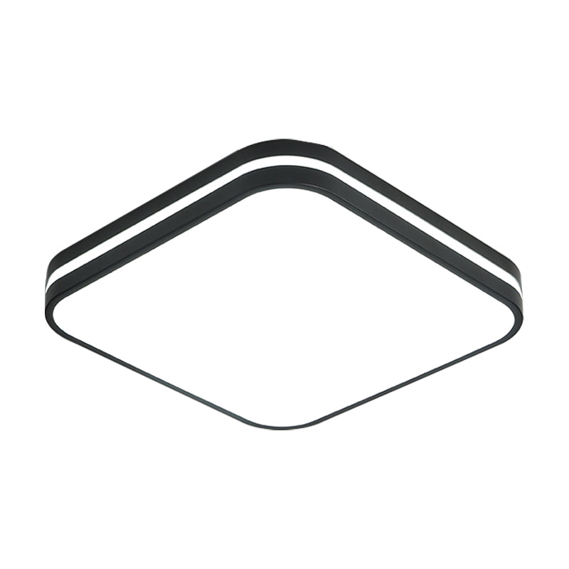 Modern LED Flush Mount Lamp – Black Square/Rectangle Acrylic Fixture in White Light, 16"/19.5"/25.5" Wide