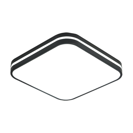 Modern LED Flush Mount Lamp – Black Square/Rectangle Acrylic Fixture in White Light, 16"/19.5"/25.5" Wide