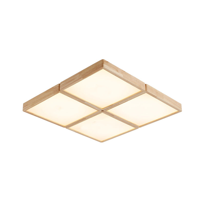 Minimalist Beige Geometric Flush Mount Ceiling Light with Acrylic Diffuser - 4/6 Lights