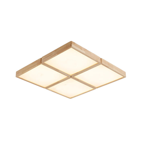 Minimalist Beige Geometric Flush Mount Ceiling Light with Acrylic Diffuser - 4/6 Lights