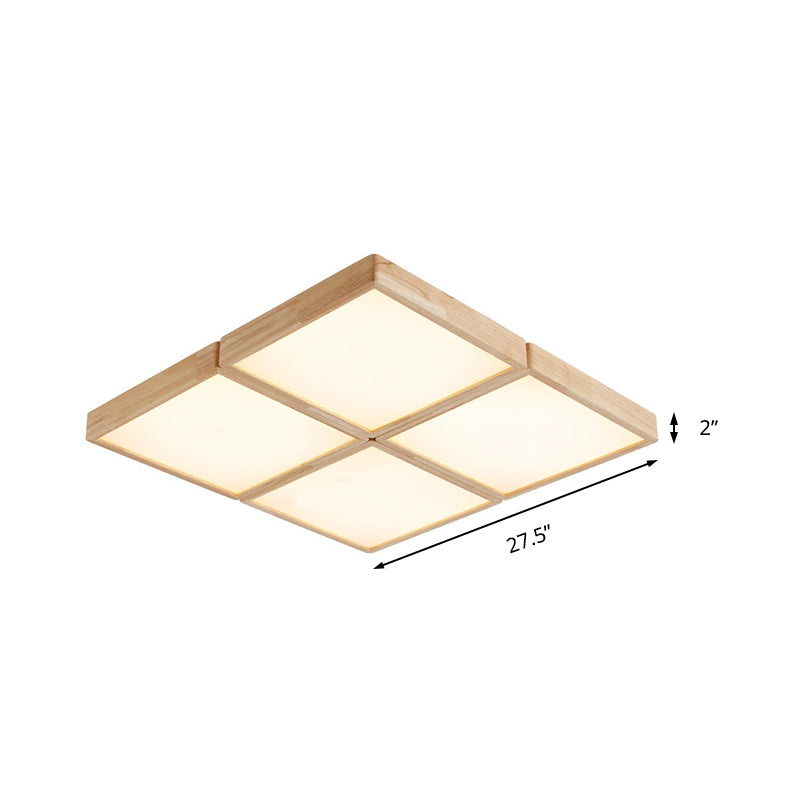 Minimalist Beige Geometric Flush Mount Ceiling Light with Acrylic Diffuser - 4/6 Lights