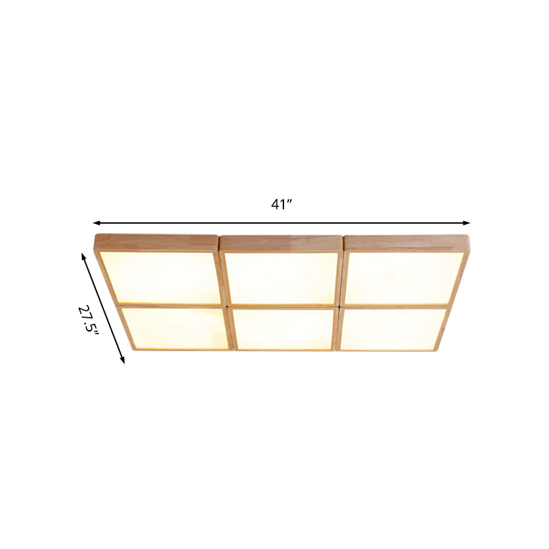Minimalist Beige Geometric Flush Mount Ceiling Light with Acrylic Diffuser - 4/6 Lights