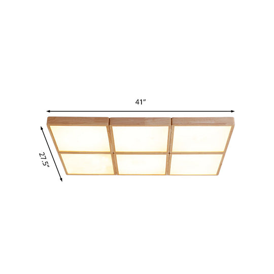 Minimalist Beige Geometric Flush Mount Ceiling Light with Acrylic Diffuser - 4/6 Lights