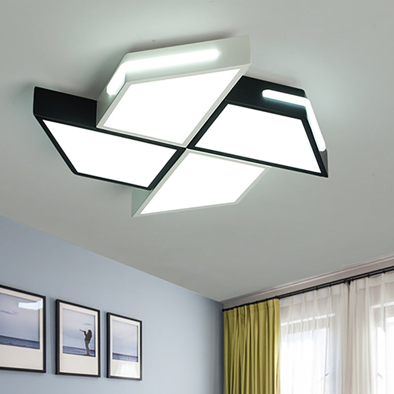 Modern Black and White Windmill Flush Lighting LED Ceiling Lamp Fixture (18"/23.5" Wide)
