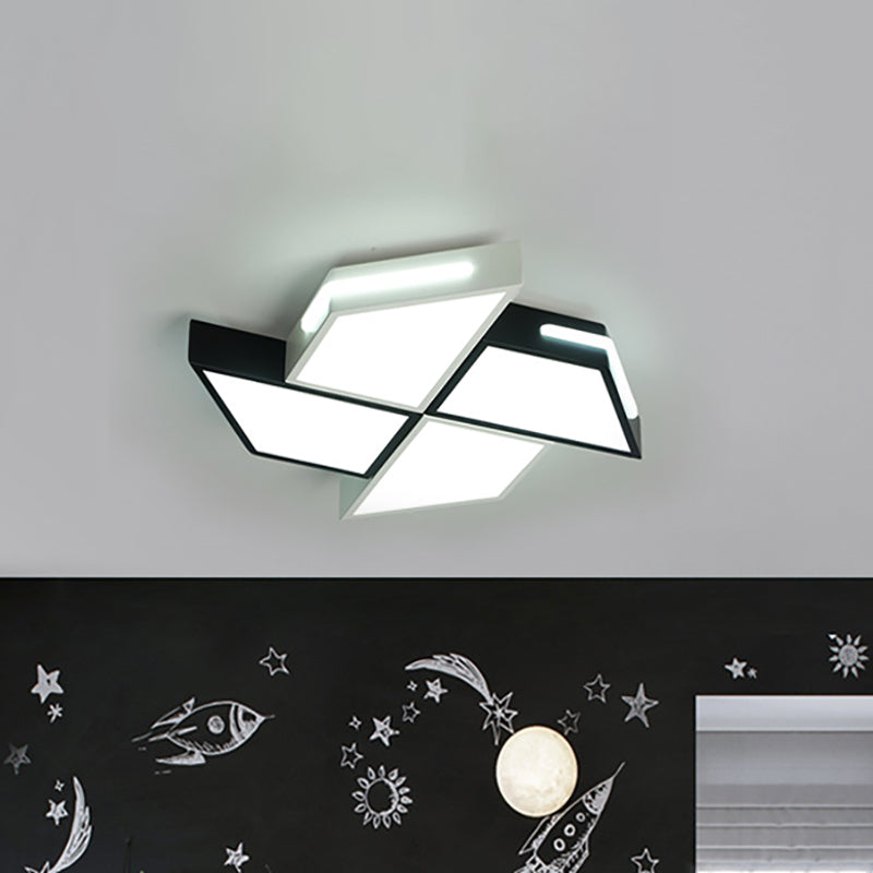 Modern Black and White Windmill Flush Lighting LED Ceiling Lamp Fixture (18"/23.5" Wide)