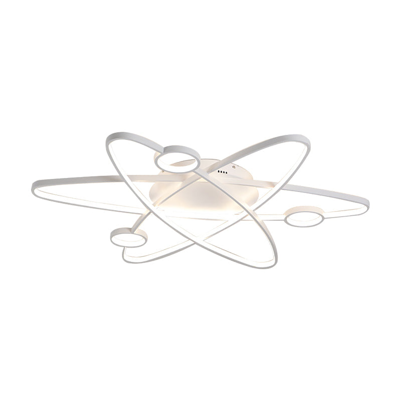 Modern Oval Flush Ceiling Lamp with LED Acrylic White/Coffee Finish in Warm Light - 23.5"/31.5"/39" Wide