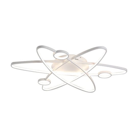 Modern Oval Flush Ceiling Lamp with LED Acrylic White/Coffee Finish in Warm Light - 23.5"/31.5"/39" Wide