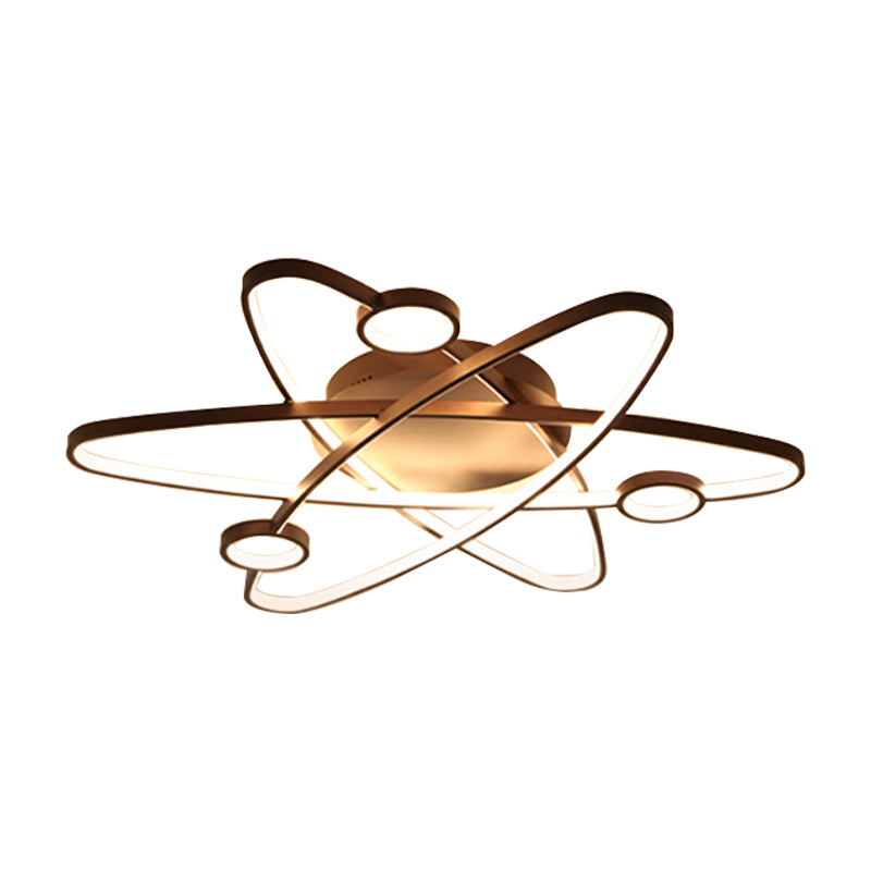 Modern Oval Flush Ceiling Lamp with LED Acrylic White/Coffee Finish in Warm Light - 23.5"/31.5"/39" Wide
